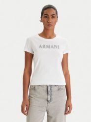 Armani Exchange T-Shirt XW002106 AF10356 U0002 Biały Slim Fit. Białe t-shirty damskie Armani Exchange, xl, bez wzorów, z bawełny, bez kołnierzyka, bez ramiączek. Za 349.99 zł.
