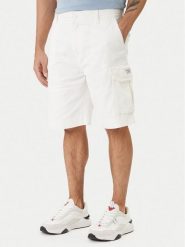 Guess Jeans Szorty materiałowe M6GD30 WGCV1 Écru Regular Fit. Białe szorty męskie Guess Jeans, z aplikacjami, z bawełny. Za 389.99 zł.