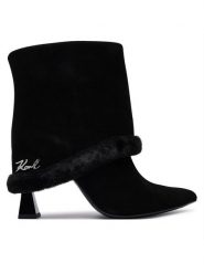 KARL LAGERFELD Botki Debutante KL32052 Czarny. Czarne botki damskie KARL LAGERFELD, bez wzorów, ze skóry, bez obcasa, na słupku, bez zapięcia. Za 1,059.00 zł.