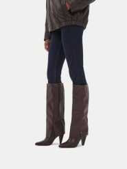MEXX Kozaki EO-MI001804463W Brązowy. Brązowe kozaki damskie Mexx, bez wzorów, ze skóry, bez obcasa, na słupku, bez zapięcia. Za 429.99 zł.