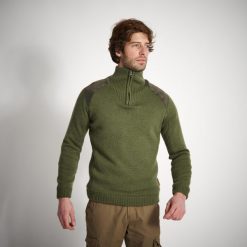 Sweter outdoor SOLOGNAC 900 wełna. Zielone swetry męskie SOLOGNAC, l, bez wzorów, z materiału, sportowe, bez kołnierzyka, bez ramiączek. Za 349.99 zł.