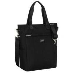 Czarna, pojemna shopperka damska na uchwytach i doczepianym pasku Peterson PTN CTY-17. Czarne shopperki damskie Peterson, bez wzorów, bez dodatków. Za 77.99 zł.