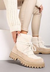 Beżowe Futerkowe Śniegowce na Tłoczonej Podeszwie Ozdobionej Cyrkoniami Rialuna. Brązowe śniegowce damskie Renee, z jeansu, bez zapięcia. Za 99.99 zł.