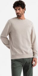 Ombre Melanżowa męska bluza dresowa z wyszywanym logotypem beżowa V2 OM-SSNZ-0163 M. Brązowe bluzy męskie Ombre, m, bez wzorów, z dresówki, bez ramiączek, bez kaptura. Za 159.99 zł.