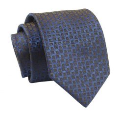Krawat Chabrowo-Brązowy w Drobny Wzór Geometryczny, 7 cm, Elegancki, Klasyczny, Męski -ALTIES. Niebieskie krawaty i muchy Alties, bez wzorów, z tkaniny, eleganckie. Za 49.00 zł.