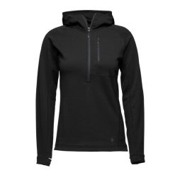 Bluza damska z kapturem Black Diamond Coefficient QZ. Czarne bluzy damskie Black Diamond, na zimę, l, bez wzorów, sportowe, bez ramiączek, z kapturem. Za 594.00 zł.