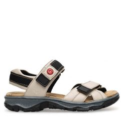 Sandały Rieker. Białe sandały damskie Rieker, bez wzorów, bez obcasa, na płaskiej podeszwie, bez zapięcia. Za 309.99 zł.