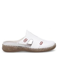 Klapki Rieker. Białe klapki damskie Rieker, bez wzorów, bez obcasa, bez zapięcia. Za 299.99 zł.