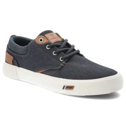 Granatowe Trampki Wrangler Stylowe Obuwie Męskie. Niebieskie trampki męskie Wrangler, bez wzorów, z denimu, eleganckie, bez zapięcia. Za 289.00 zł.