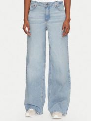 Guess Jeans Jeansy W4BA0Y D5CCA Niebieski Wide Leg. Niebieskie jeansy damskie Guess Jeans, z aplikacjami, z bawełny. Za 329.99 zł.