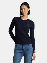 LAUREN RALPH LAUREN Sweter 200P14039002 Granatowy Regular Fit. Niebieskie swetry nierozpinane damskie Lauren Ralph Lauren, xs, bez wzorów, z bawełny, bez kołnierzyka, bez ramiączek. Za 859.99 zł.