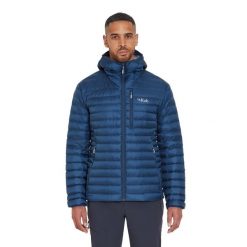 Kurtka puchowa męska Rab Microlight Alpine Jacket z kapturem. Niebieskie kurtki męskie RAB, m, bez wzorów, z puchu, sportowe, z kapturem. Za 988.40 zł.