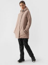 4F Parka przejściowa membrana 8000 damska - brązowa XL. Brązowe parki damskie 4F, na zimę, m, bez wzorów, z dzianiny, bez kaptura. W wyprzedaży za 249.99 zł.
