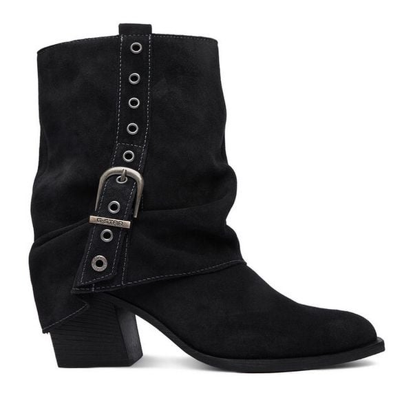 Kowbojki G-Star. Czarne botki damskie G-Star, bez wzorów, retro, bez obcasa, na słupku, bez zapięcia. Za 399.99 zł.