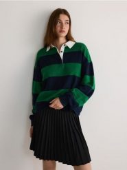 Bawełniana bluza z kołnierzykiem - wielobarwny. Bluzy damskie Reserved, l, bez wzorów, z bawełny, bez ramiączek, bez kaptura. W wyprzedaży za 79.99 zł.