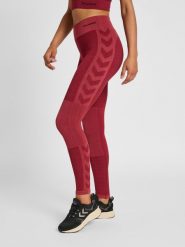 Damskie legginsy mid-rise Hummel Clea. Czerwone legginsy damskie Hummel, bez wzorów, z dzianiny. Za 252.50 zł.