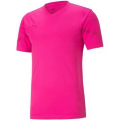 Koszulka Puma TeamFlash Męska - Fluo Różowa 2XL - Sportowa i Lekka. Czerwone koszulki sportowe męskie Puma, m, bez wzorów, z poliesteru, bez ramiączek, do piłki nożnej. Za 189.99 zł.