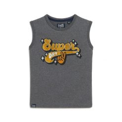 Damski wąski tank top Superdry Retro. Szare topy damskie Superdry, bez wzorów, retro, bez kołnierzyka, bez ramiączek. Za 137.35 zł.