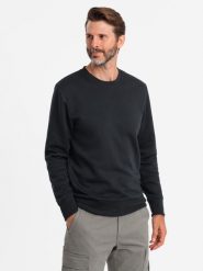 Bluza męska bez kaptura BASIC - czarna V9. Czarne bluzy męskie Ombre Clothing, m, bez wzorów, z bawełny, klasyczne, bez ramiączek, bez kaptura. W wyprzedaży za 29.99 zł.