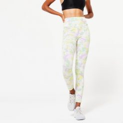 Legginsy fitness damskie Domyos 520. Fioletowe legginsy damskie DOMYOS, bez wzorów, z bawełny. W wyprzedaży za 59.99 zł.