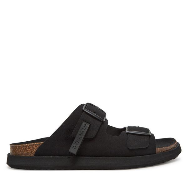 Klapki D.Franklin. Czarne klapki damskie D.Franklin, bez wzorów, bez obcasa, bez zapięcia. Za 399.99 zł.