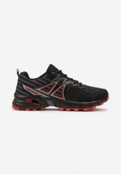 Czarno-Czerwone Buty Sportowe z Bieżnikiem i Ozdobnymi Przeszyciami Meula. Czarne buty sportowe męskie Born2be, bez wzorów, bez zapięcia. Za 99.99 zł.
