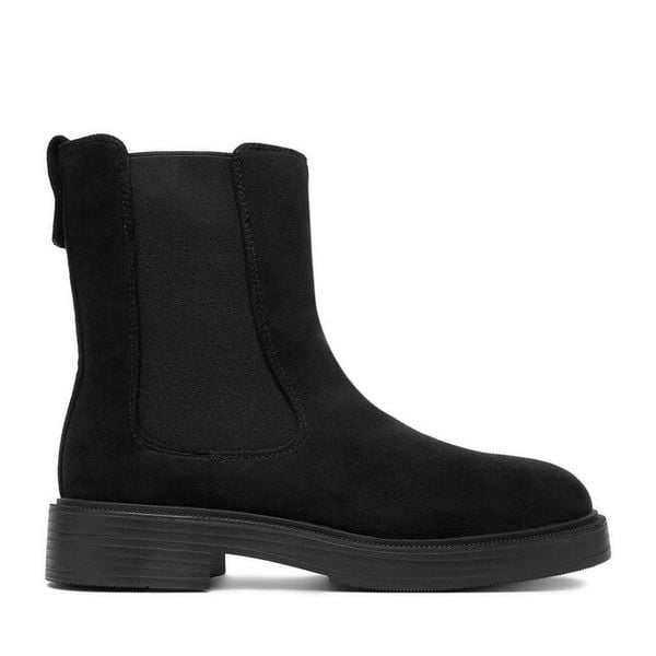 Sztyblety JENNY. Czarne botki damskie Jenny, bez wzorów, bez obcasa, na płaskiej podeszwie, bez zapięcia. Za 159.99 zł.