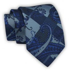 Krawat Alties (7 cm) - Niebiesko Granatowy Duży Wzór. Niebieskie krawaty i muchy Alties, bez wzorów, z tkaniny, eleganckie. Za 49.00 zł.