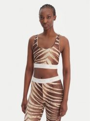 Just Cavalli Top 80PAM204 JS558 Beżowy Slim Fit. Brązowe topy damskie Just Cavalli, bez wzorów, z syntetyku, bez kołnierzyka, bez ramiączek. Za 513.99 zł.