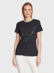 Guess T-Shirt Adele V2YI07 K8HM0 Czarny Regular Fit. Czarne t-shirty damskie Guess, xxs, z aplikacjami, z bawełny, bez kołnierzyka, bez ramiączek. Za 119.99 zł.