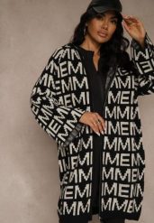 Czarno-Biały Kardigan na Suwak z Kapturem w Literowy Wzór Calitusa. Czarne kardigany damskie Renee, l, bez wzorów, z jeansu, bez kołnierzyka. Za 109.99 zł.