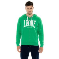 Bluza z bawełna z kaptur na siłownia na czas wolny. Zielone bluzy męskie LEONE 1947 APPAREL, bez wzorów, z bawełny, sportowe, bez ramiączek, bez kaptura. Za 303.12 zł.