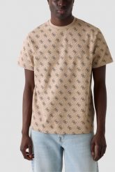 GUESS Beżowy męski t-shirt w monogram Jacquard 4G Knit, Rozmiar XXL. Brązowe t-shirty męskie Guess, m, z aplikacjami, bez kołnierzyka, bez ramiączek. W wyprzedaży za 169.99 zł.