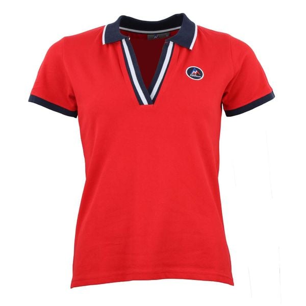 Damska koszulka polo Peak Mountain Asfalte. Czerwone koszulki sportowe damskie Peak Mountain, bez wzorów, bez ramiączek. W wyprzedaży za 109.05 zł.