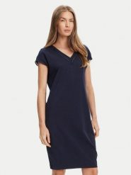Tatuum Sukienka codzienna Kokena T2509.210 Granatowy Regular Fit. Niebieskie sukienki damskie Tatuum, na co dzień, l, bez wzorów, z bawełny, bez kołnierzyka, bez ramiączek, proste. Za 179.99 zł.