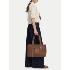 Torebka Beverly Hills Polo Club. Brązowe shopperki damskie Beverly Hills Polo Club, bez wzorów, bez dodatków. Za 179.99 zł.