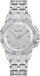Zegarek Bulova Zegarek damski 96L305 CYRKONIE srebrny. Szare zegarki damskie Bulova, srebrne. Za 1,969.00 zł.