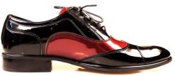 Czarno-bordowe buty wizytowe T99 - Austerity, caponki. Czarne buty wizytowe męskie Modini Moda Męska, bez wzorów, z materiału, bez obcasa, bez zapięcia. W wyprzedaży za 333.00 zł.