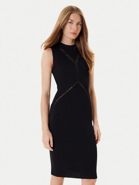 Marciano Guess Sukienka dzianinowa 5YGK18 5876Z Czarny Slim Fit. Czarne sukienki damskie Marciano Guess, z aplikacjami, z dzianiny, bez kołnierzyka, bez ramiączek. Za 599.99 zł.