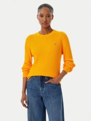 Tommy Hilfiger Sweter Fine WW0WW44993 Pomarańczowy Regular Fit. Brązowe swetry nierozpinane damskie Tommy Hilfiger, xl, bez wzorów, z bawełny, bez kołnierzyka, bez ramiączek. Za 529.99 zł.