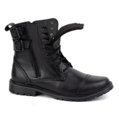Olivier Buty męskie botki militarne motocyklowe skórzane 83KZ czarne. Czarne botki męskie na zimę, bez wzorów, militarne, bez obcasa, bez zapięcia. Za 453.66 zł.