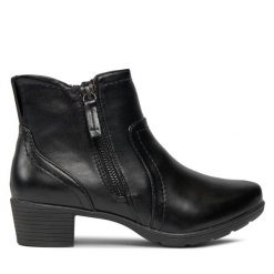 Botki Jana. Czarne botki damskie Jana, bez wzorów, bez obcasa, na płaskiej podeszwie, bez zapięcia. Za 349.99 zł.