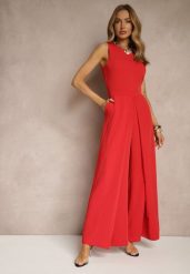 Czerwony Kombinezon Bez Rękawów z Nogawkami Wide Leg Noreldi. Czerwone sukienki damskie Renee, m, bez wzorów, eleganckie, bez kołnierzyka, bez ramiączek. Za 109.99 zł.