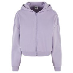 Damska rozpinana bluza z kapturem Urban Classics Cozy. Fioletowe bluzy damskie Urban Classics, bez wzorów, z bawełny, bez ramiączek, z kapturem. Za 244.50 zł.