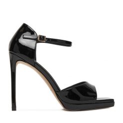 Sandały Eva Minge. Czarne sandały damskie Eva Minge, bez wzorów, bez obcasa, na szpilce, bez zapięcia. Za 429.99 zł.