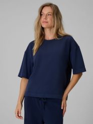 4F T-shirt loose z modalem damski - granatowy XS. Niebieskie t-shirty damskie 4F, m, bez wzorów, z dzianiny, biznesowe, bez kołnierzyka, bez ramiączek. Za 89.99 zł.