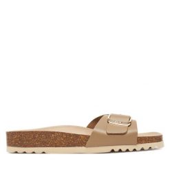 Klapki Scholl. Brązowe klapki damskie Scholl, bez wzorów, bez obcasa, bez zapięcia. Za 239.99 zł.