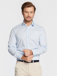 Calvin Klein Koszula K10K109509 Niebieski Slim Fit. Niebieskie koszule męskie Calvin Klein, m, bez wzorów, z bawełny, biznesowe, bez kołnierzyka, bez ramiączek. Za 189.99 zł.