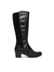 Caprice Kozaki 9-25500-45 Czarny. Czarne kozaki damskie Caprice, bez wzorów, ze skóry, bez obcasa, na słupku, bez zapięcia. Za 699.99 zł.