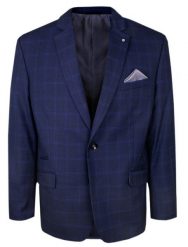 Elegancka Marynarka Męska - Casino - Delikatnie Taliowana - Granatowa w Kratę. Niebieskie garnitury męskie Casino, m, bez wzorów, z poliesteru, eleganckie. Za 389.00 zł.